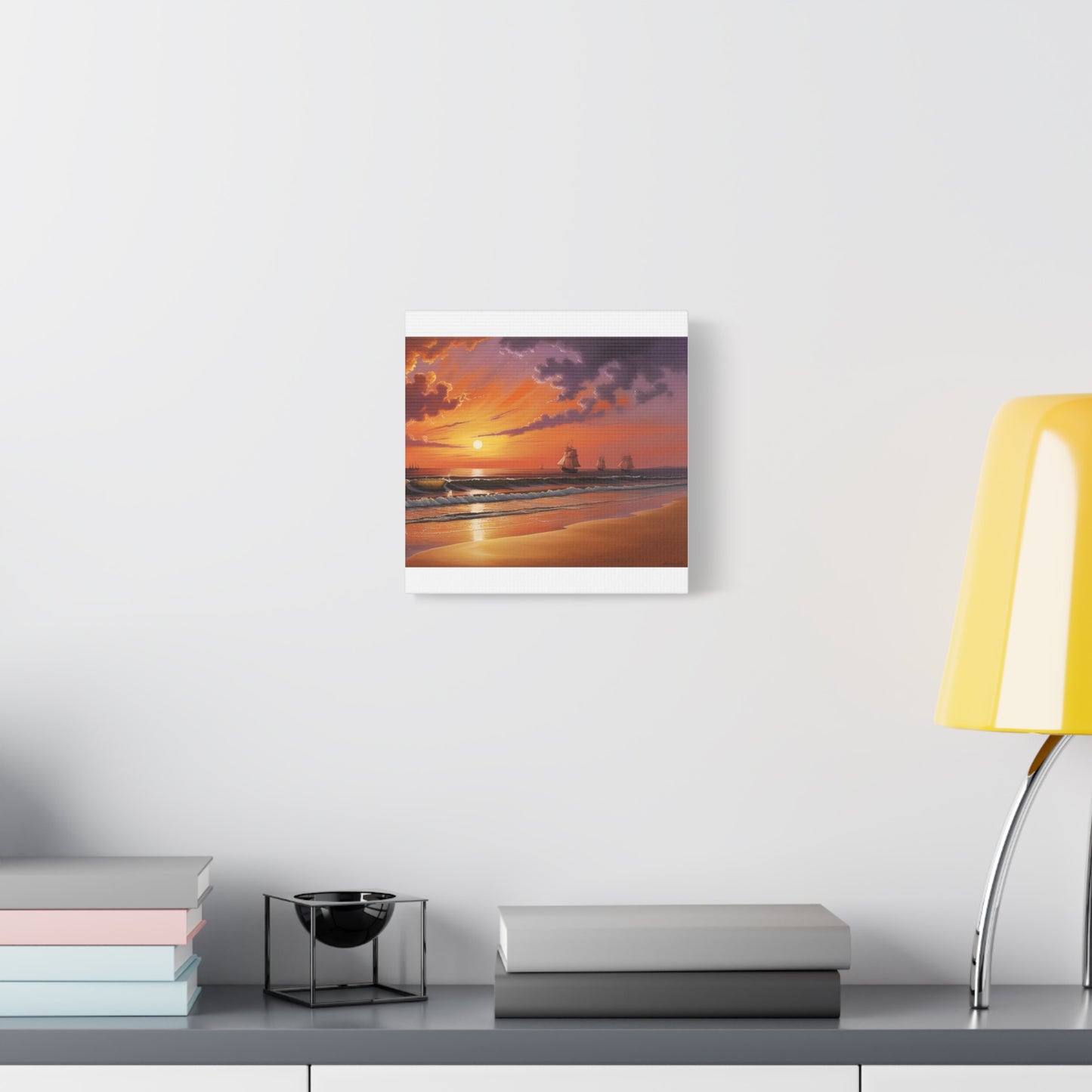 Canvas Art - Aivazovsky-style Sunset Over Golden Matte Stretched