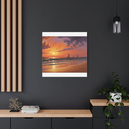 Canvas Art - Aivazovsky-style Sunset Over Golden Matte Stretched