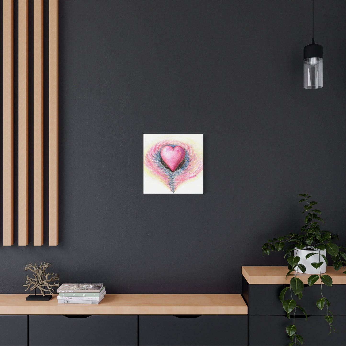 Pink Heart with Aura - Canvas Wall Art