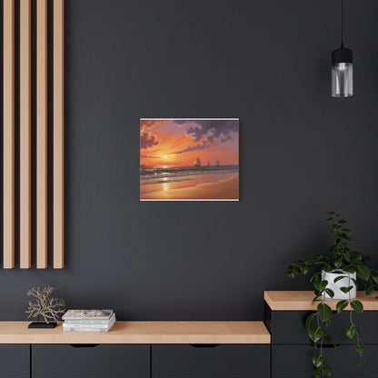 Canvas Art - Aivazovsky-style Sunset Over Golden Matte Stretched