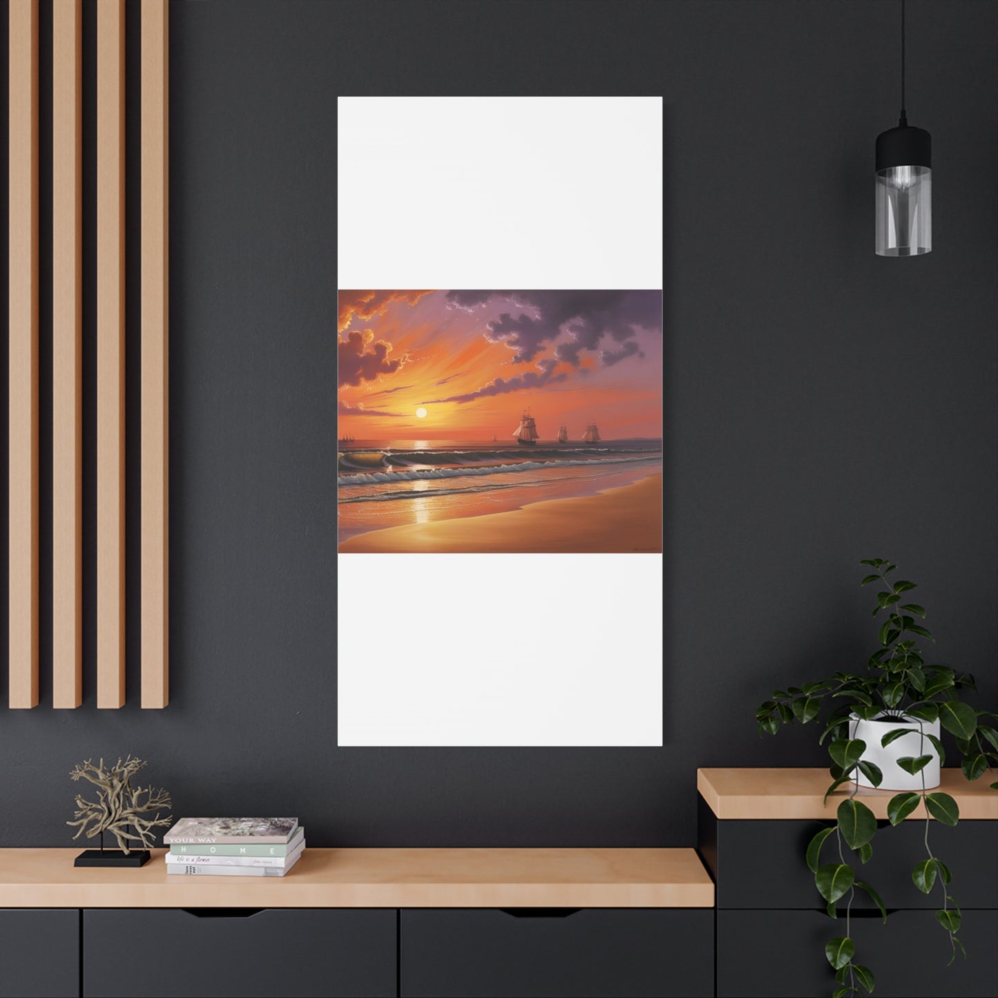 Canvas Art - Aivazovsky-style Sunset Over Golden Matte Stretched