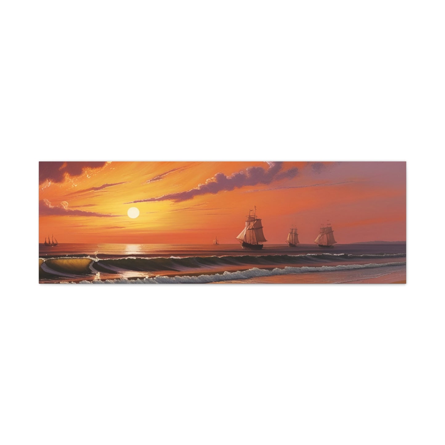 Canvas Art - Aivazovsky-style Sunset Over Golden Matte Stretched