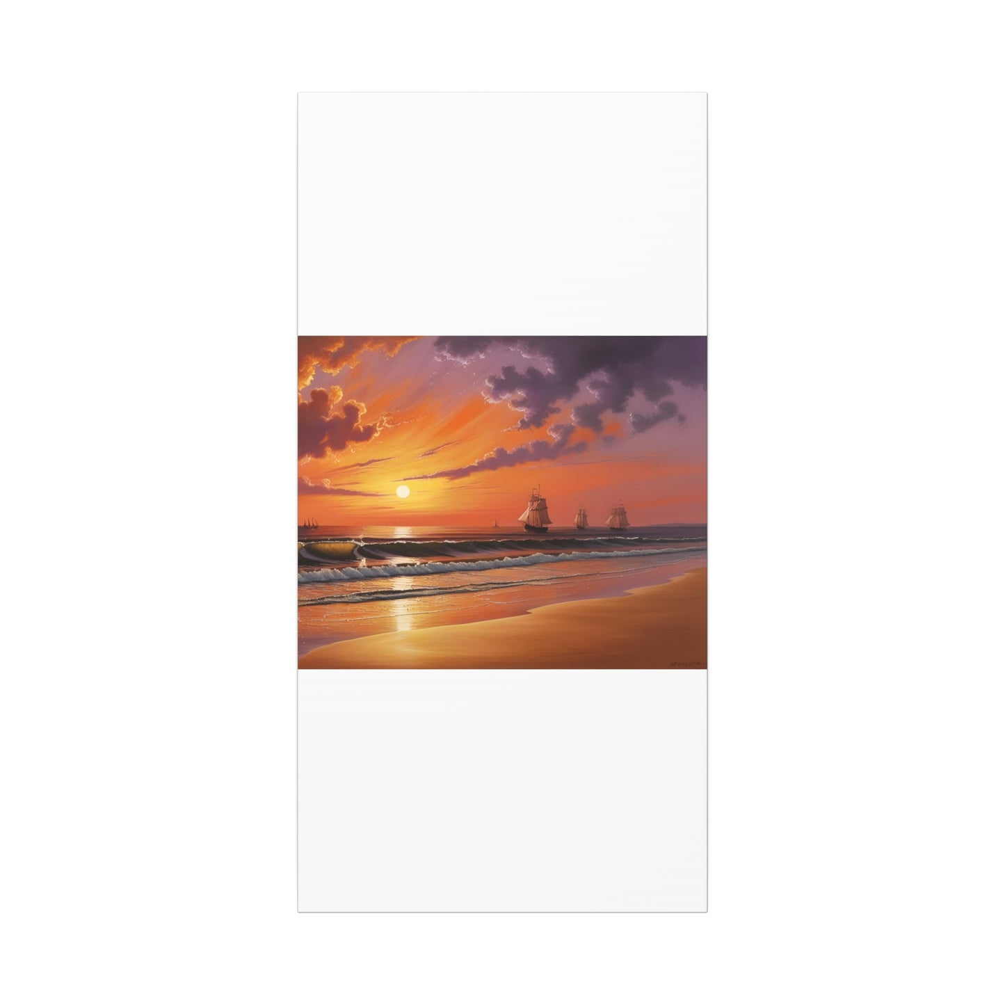 Canvas Art - Aivazovsky-style Sunset Over Golden Matte Stretched