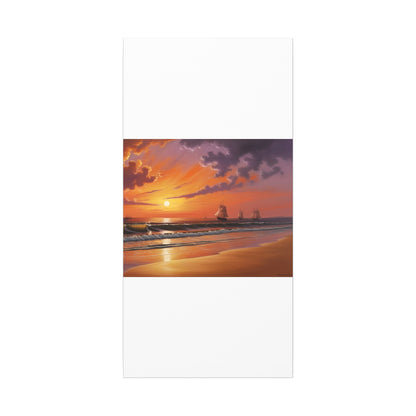 Canvas Art - Aivazovsky-style Sunset Over Golden Matte Stretched