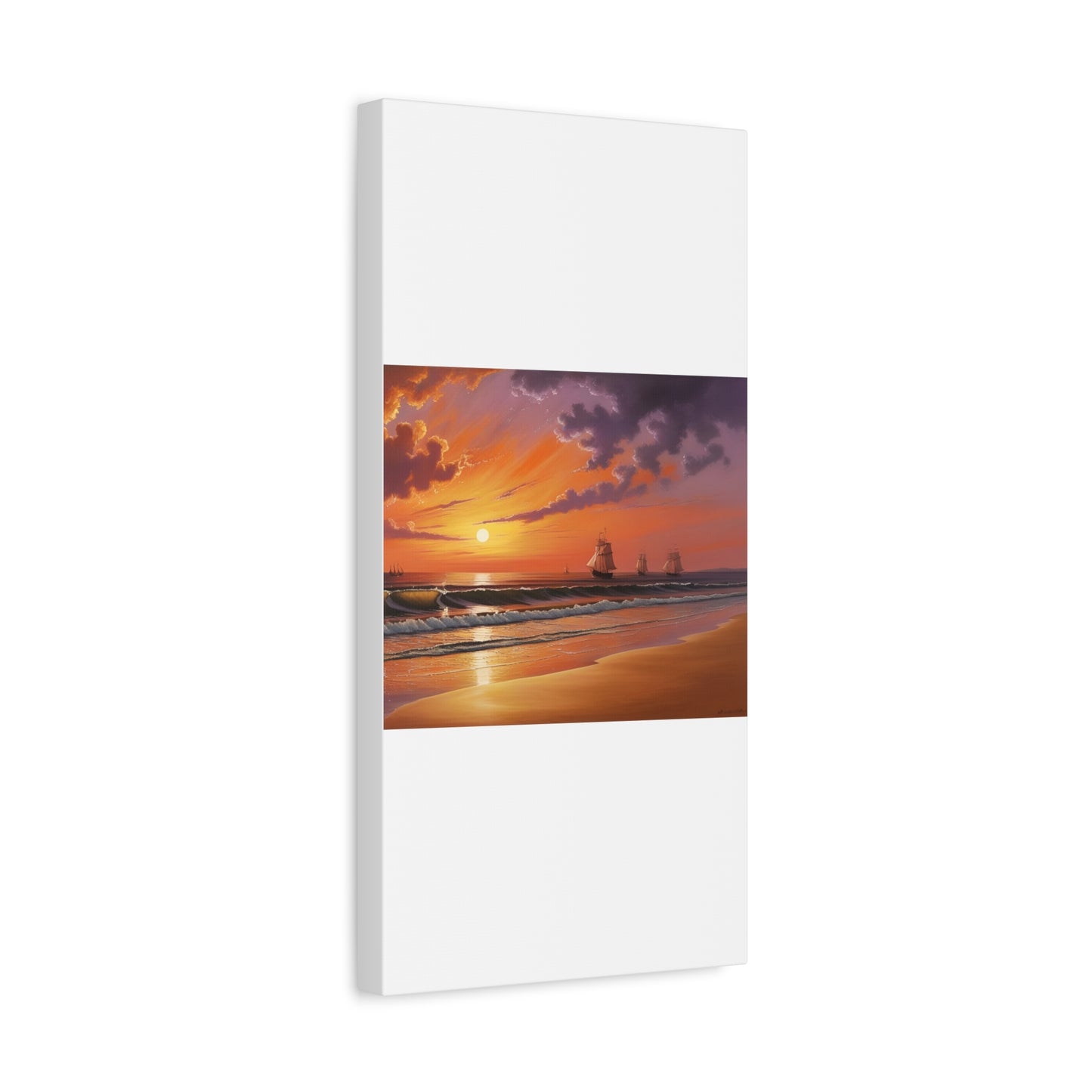 Canvas Art - Aivazovsky-style Sunset Over Golden Matte Stretched