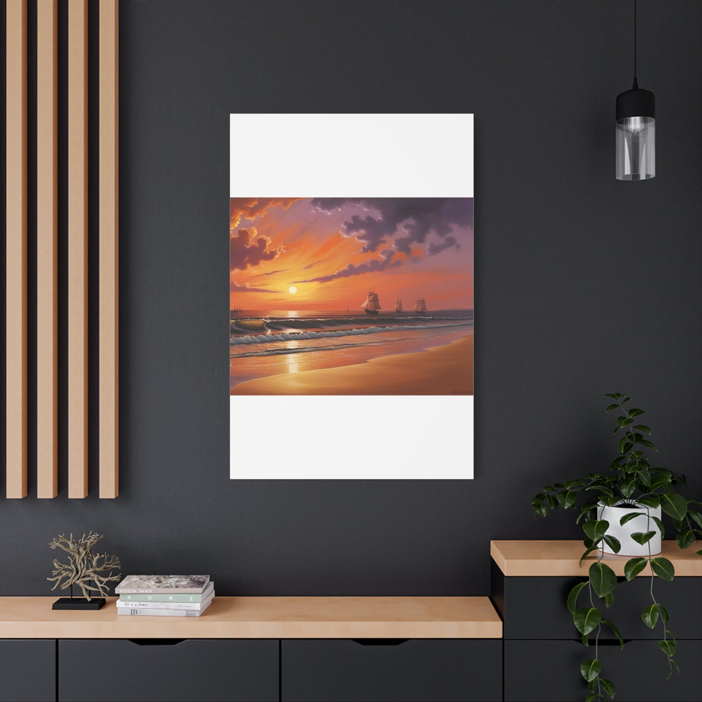 Canvas Art - Aivazovsky-style Sunset Over Golden Matte Stretched