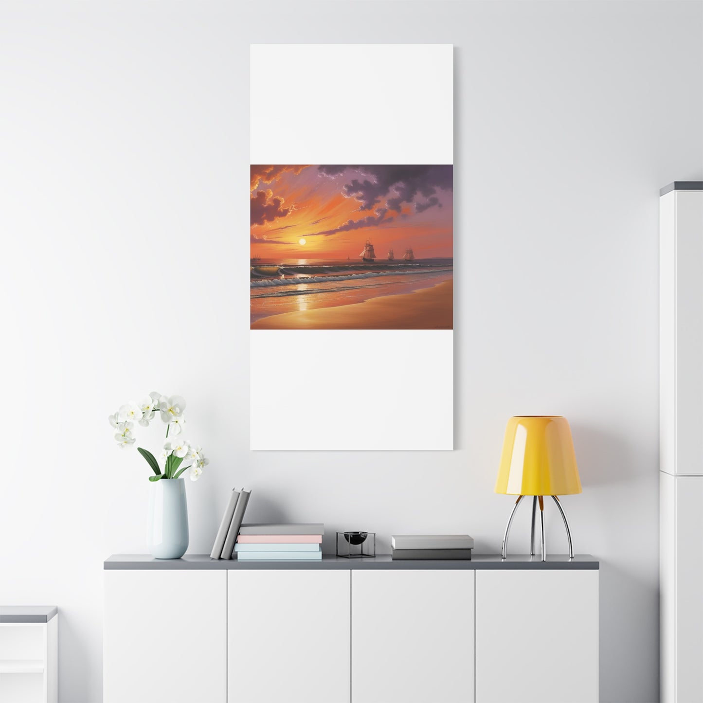 Canvas Art - Aivazovsky-style Sunset Over Golden Matte Stretched