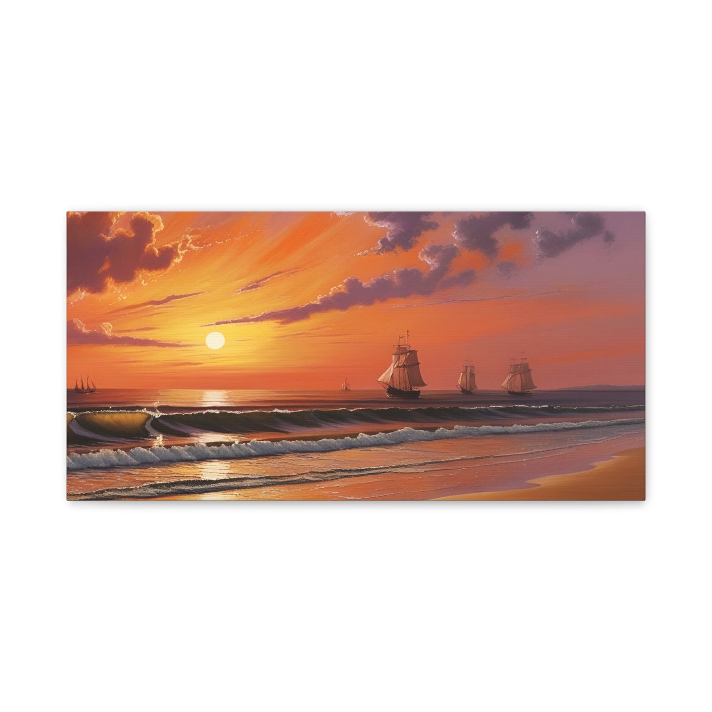 Canvas Art - Aivazovsky-style Sunset Over Golden Matte Stretched