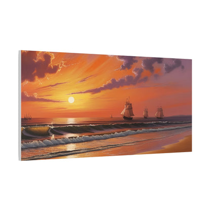 Canvas Art - Aivazovsky-style Sunset Over Golden Matte Stretched