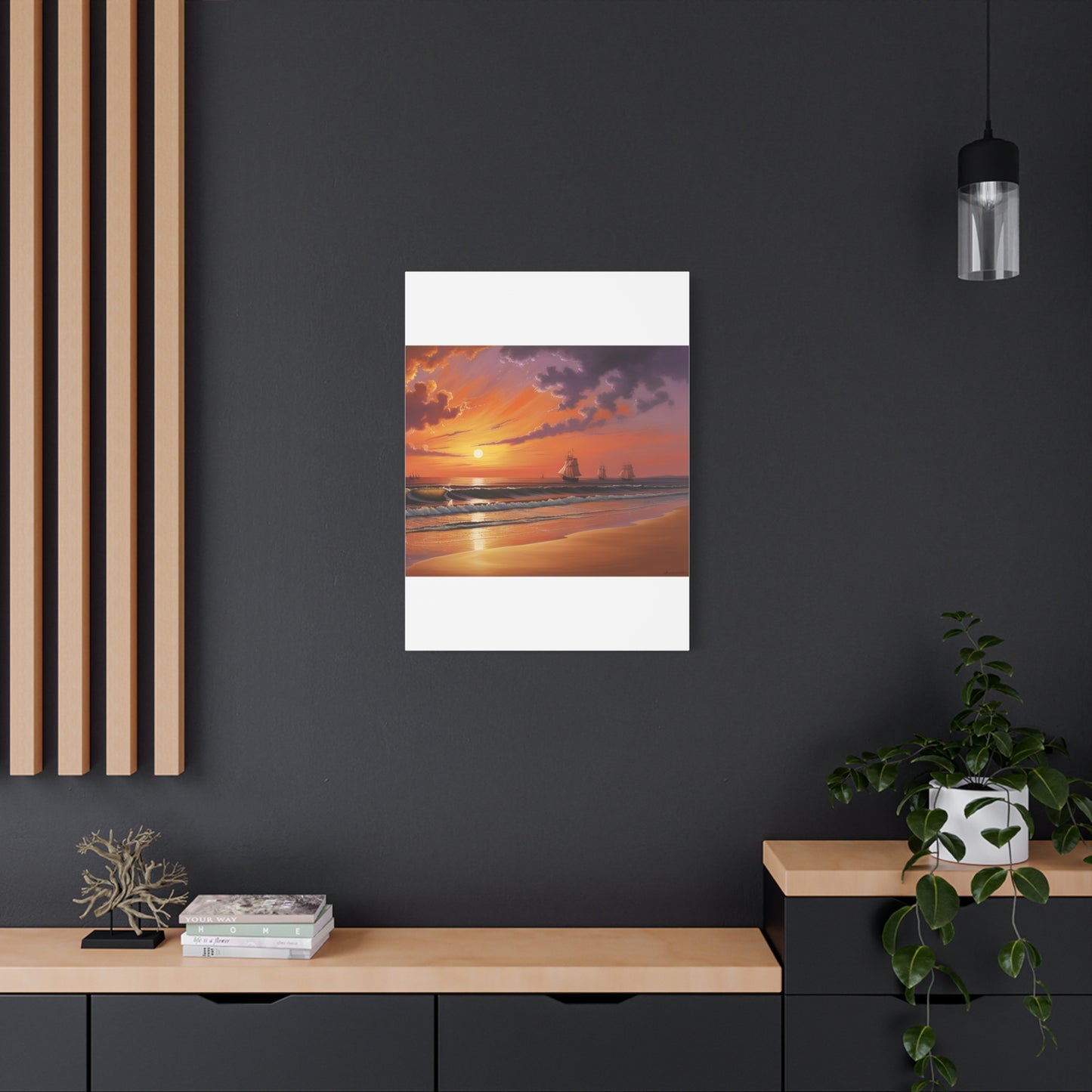 Canvas Art - Aivazovsky-style Sunset Over Golden Matte Stretched