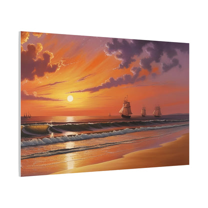 Canvas Art - Aivazovsky-style Sunset Over Golden Matte Stretched