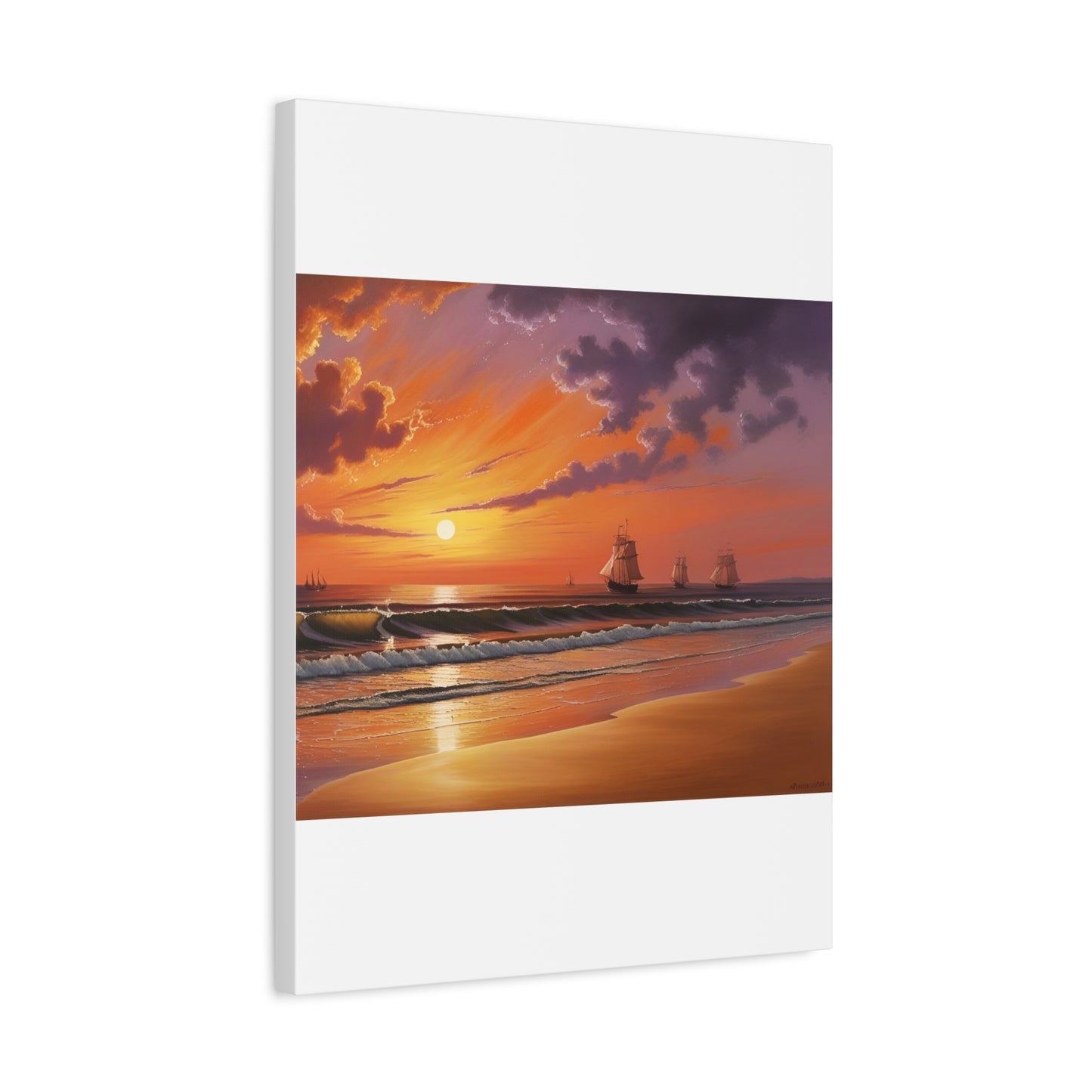 Canvas Art - Aivazovsky-style Sunset Over Golden Matte Stretched