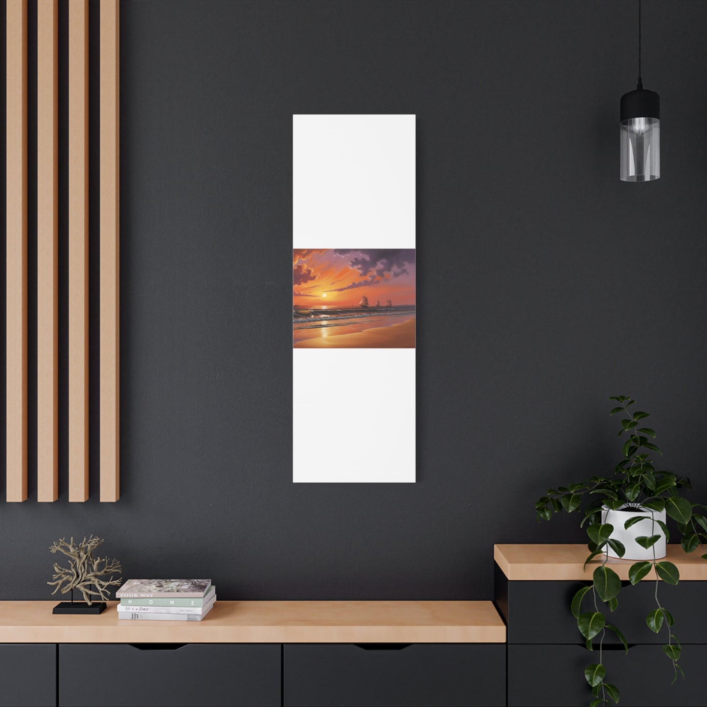 Canvas Art - Aivazovsky-style Sunset Over Golden Matte Stretched