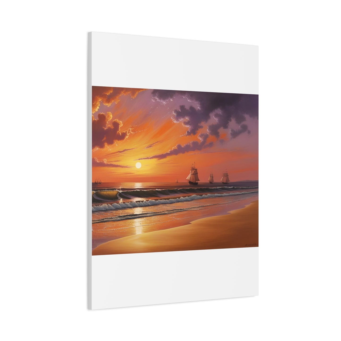 Canvas Art - Aivazovsky-style Sunset Over Golden Matte Stretched