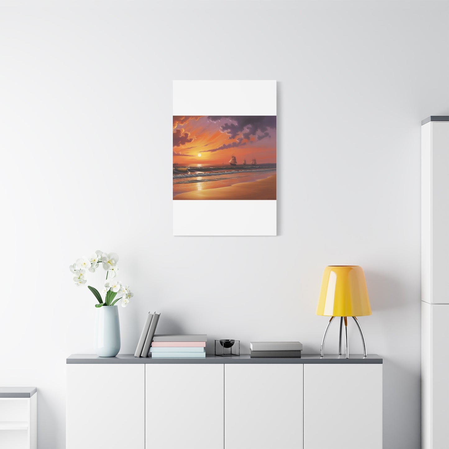 Canvas Art - Aivazovsky-style Sunset Over Golden Matte Stretched