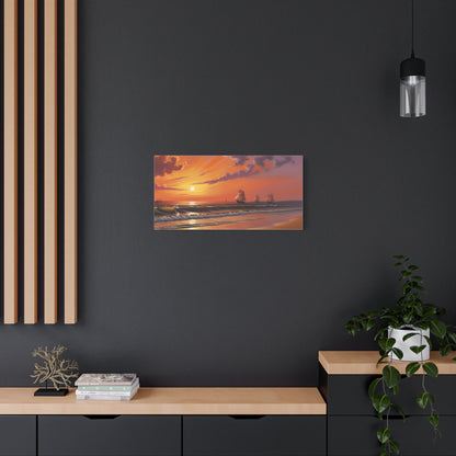 Canvas Art - Aivazovsky-style Sunset Over Golden Matte Stretched