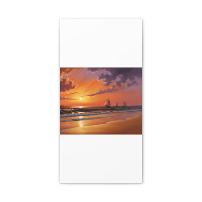 Canvas Art - Aivazovsky-style Sunset Over Golden Matte Stretched