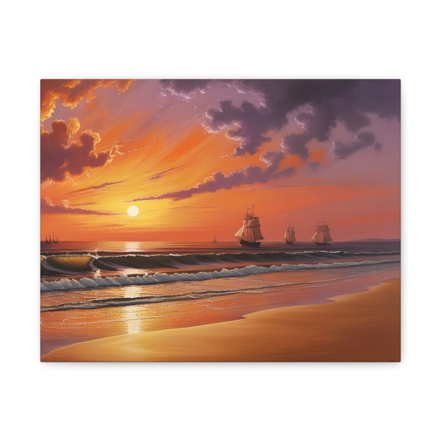 Canvas Art - Aivazovsky-style Sunset Over Golden Matte Stretched