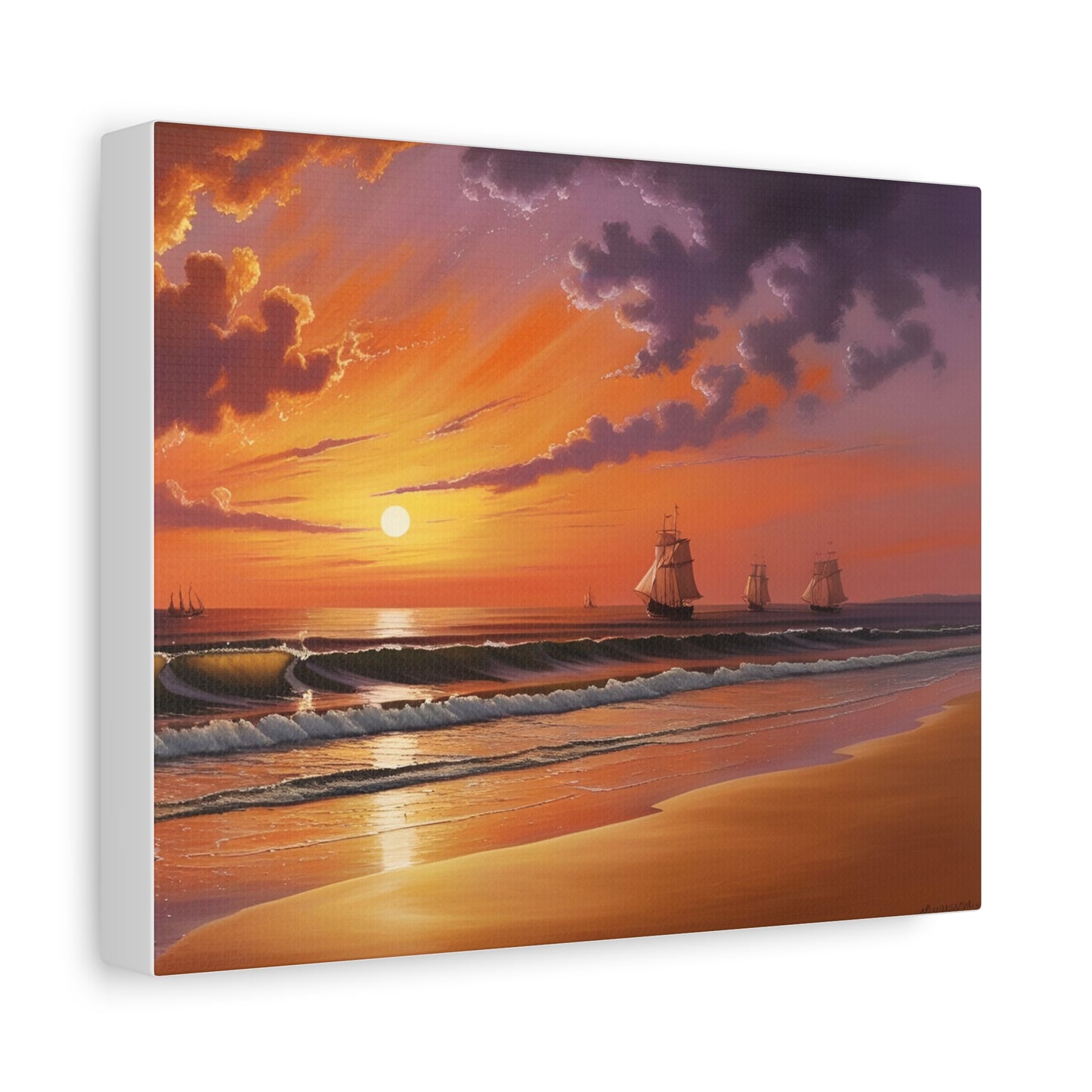 Canvas Art - Aivazovsky-style Sunset Over Golden Matte Stretched