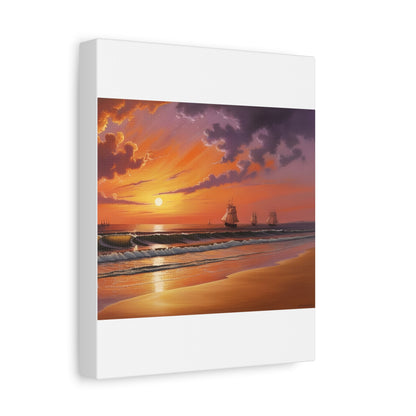 Canvas Art - Aivazovsky-style Sunset Over Golden Matte Stretched