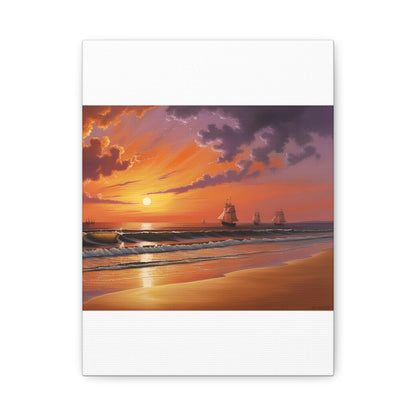 Canvas Art - Aivazovsky-style Sunset Over Golden Matte Stretched