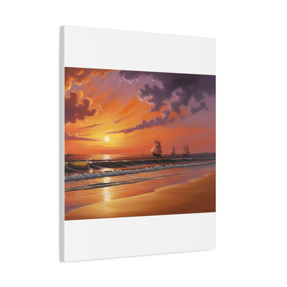 Canvas Art - Aivazovsky-style Sunset Over Golden Matte Stretched